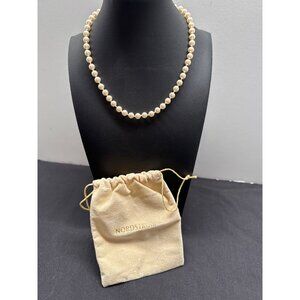 Nordstrom Faux Pearl 15” Necklace With Gold-Tone Filigree Clasp & Storage Pouch